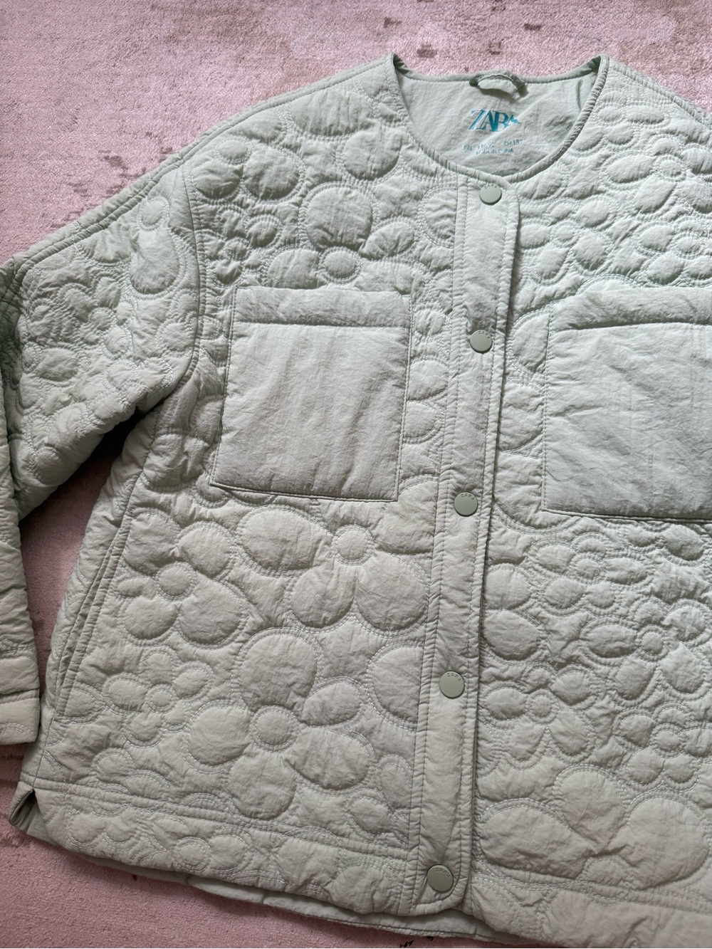 Zara Kids Sage Green Floral Quilted Jacket 11-12 - Picture 2 of 8